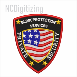 Blink Protection Services Private Security Embroidered Patch Digitizing Design